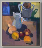 VASE, JUG, APPLES AND ORANGES   2001-07   oil/board   20"x17½"